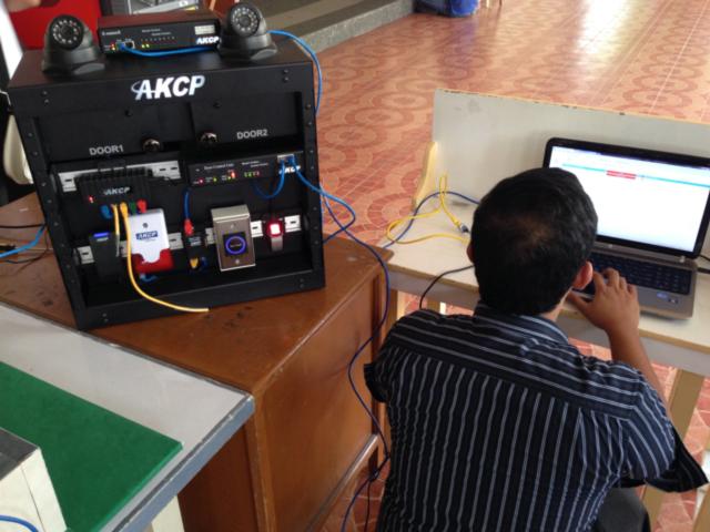 Holy Angel University Student working with AKCP equipment
