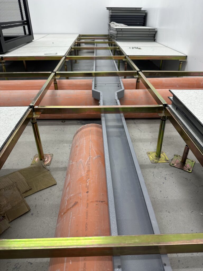 AKCP test data center underfloor cable trays