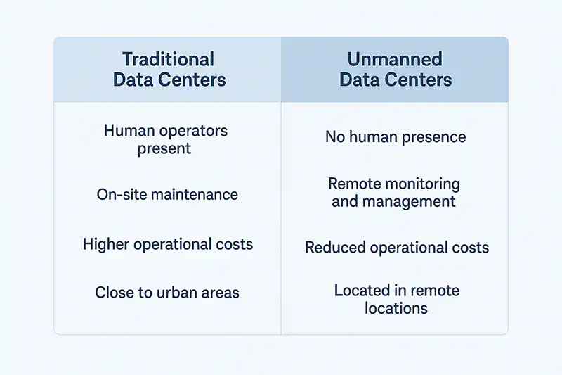 unmanned vs traditional data centers