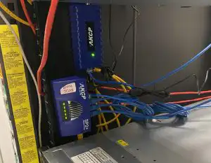 AKCP SP2+ and Modem monitoring the England and Wales Cricket Board Server Room