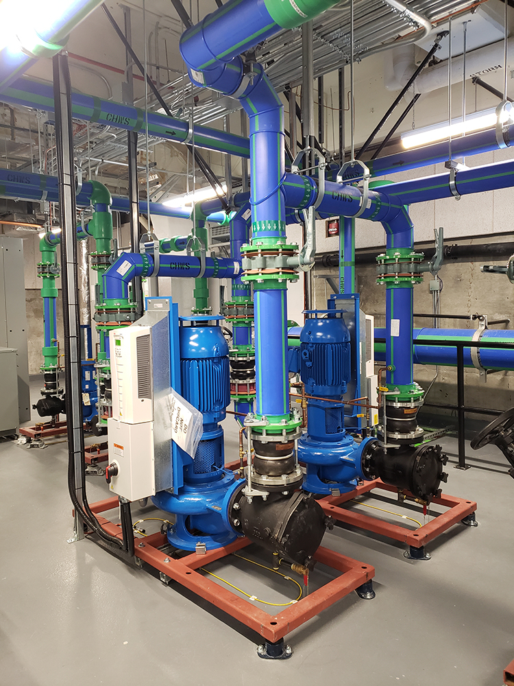 Rope water sensors installed under pumping equipment
