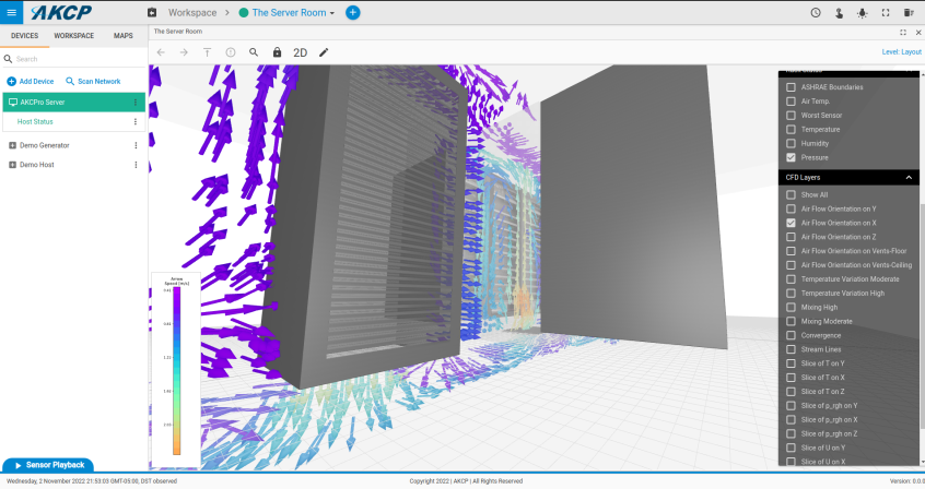 AKCPro Server with sensorCFD simulation results