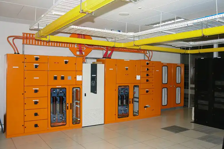 Typical centralized distribution of power in a data center