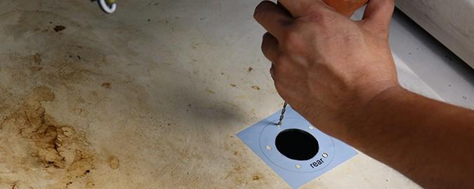 Installing the Ultrasonic fuel level sensor.