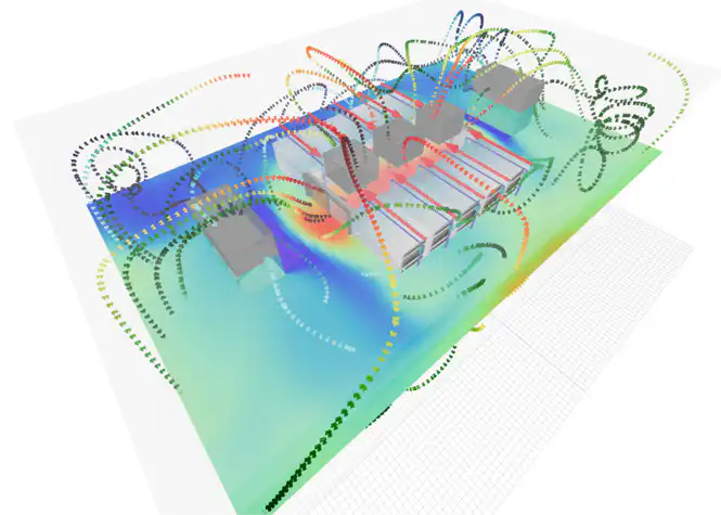 3D CFD simulation of data center airflow and temperature distribution around server racks