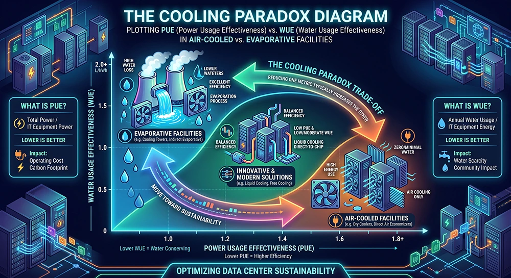 data center water use cooling paradox