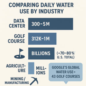 data center water use compared to other industries