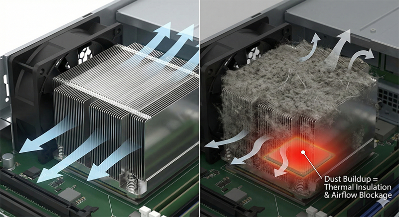 Dust buildup on heatsink