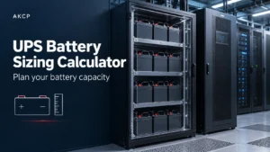 UPS battery bank in a data center, illustrating battery capacity sizing for backup power.
