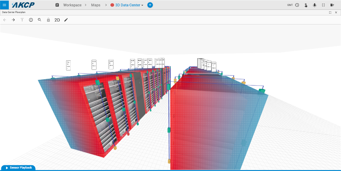 AKCPro Server 3D Heatmaps with Wireless Tunnel thermal map sensors AKCPro Server 3D Heatmaps with Wireless Tunnel thermal map sensors