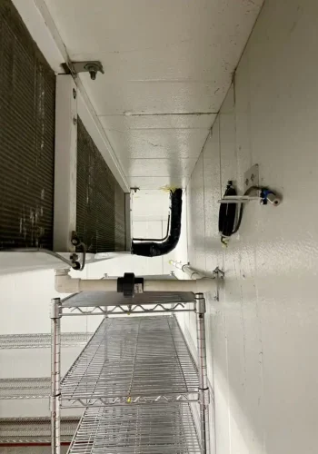 AKCP Dual temperature and humidity sensor installed inside walk in cold storage facilities